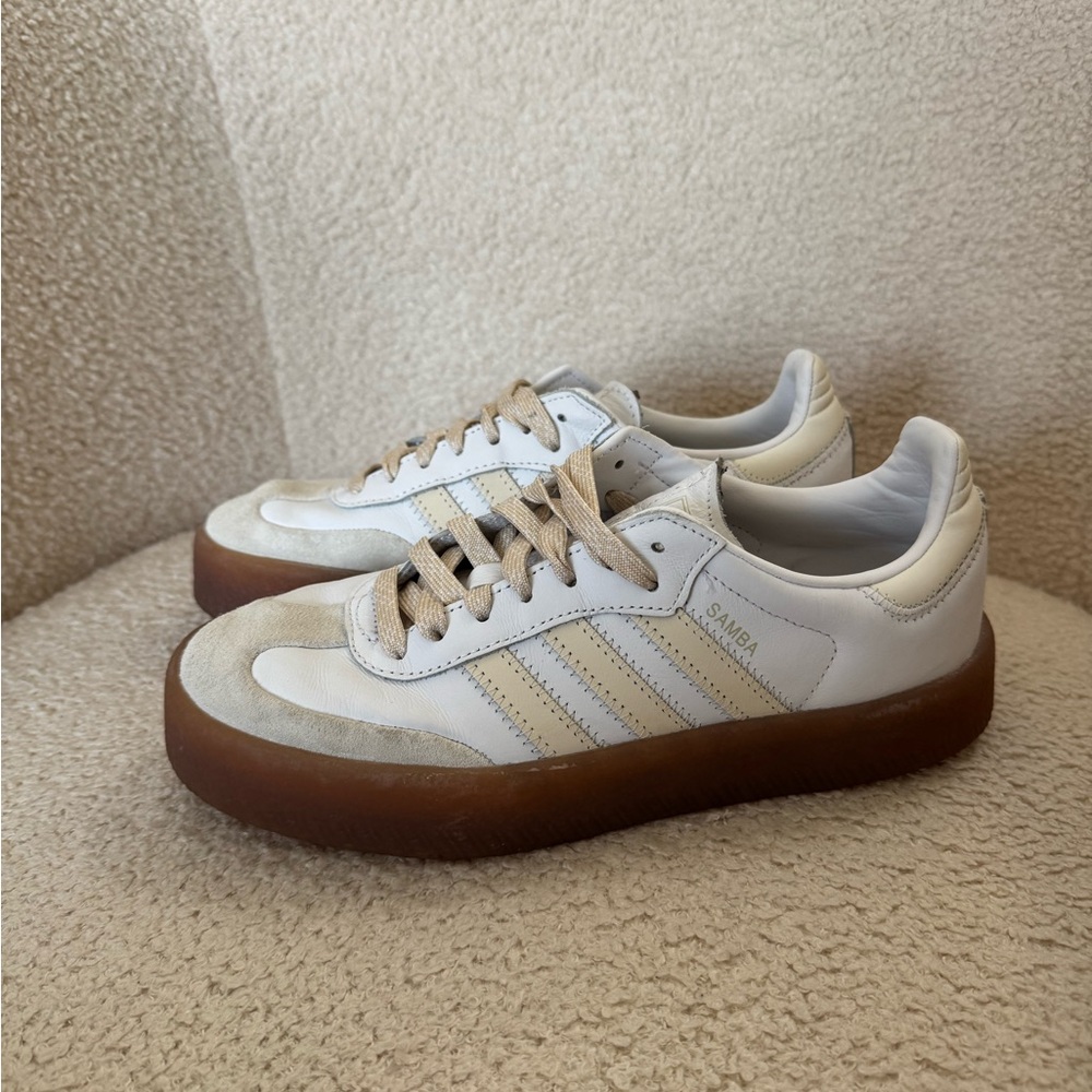 Adidas Sambae White and Tan Sneakers